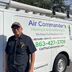 Armando standing next to the Air Commanders van