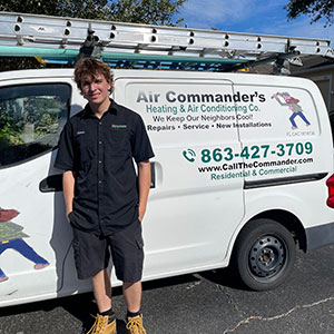 Dominic standing next to the Air Commanders van