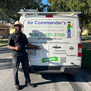 Phary posing by the back of the Air Commanders van