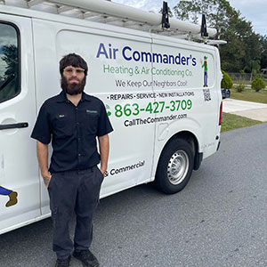 Shawn standing next to the Air Commanders van